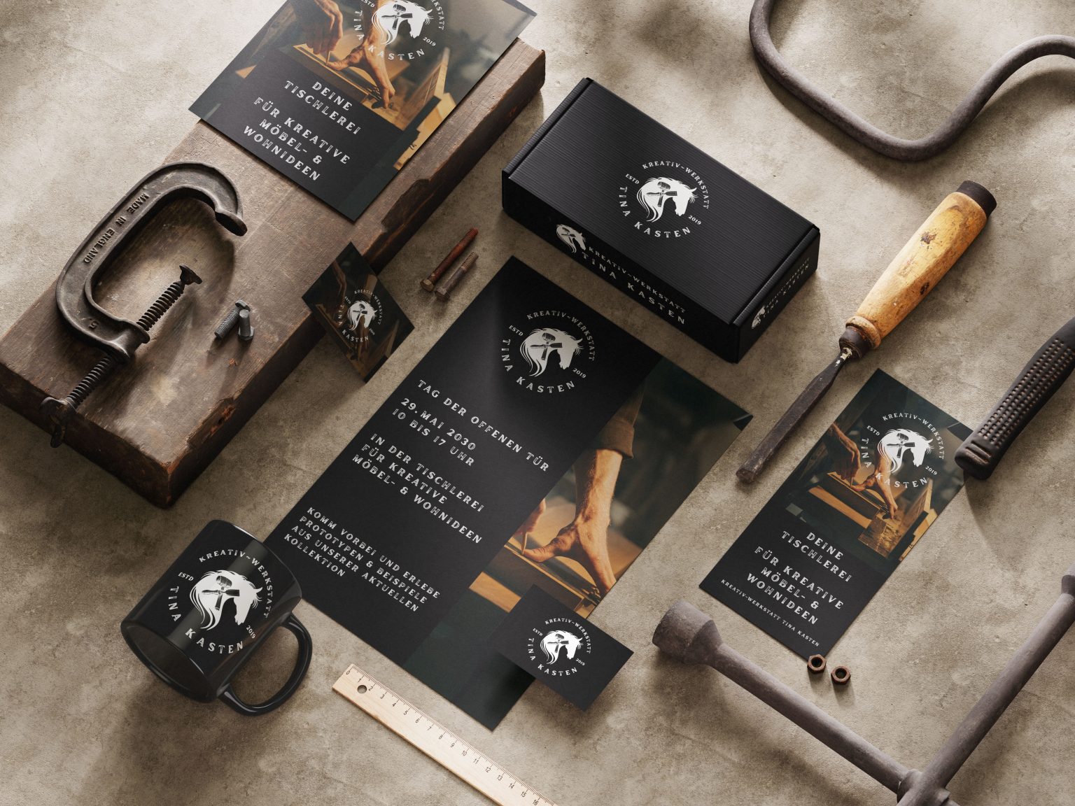 Design für Werbemittel, Broschüren und Giveaways (Logo und Text)